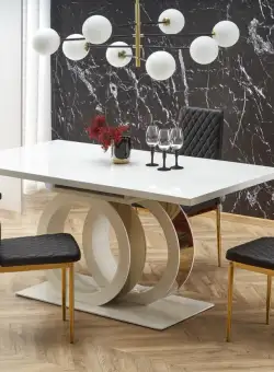 Set masa extensibila Galardo + 4 scaune K501 negru/auriu