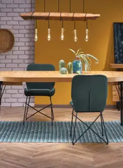 Set masa extensibila Inferno L100-300 cm + 6 scaune K458 velvet verde