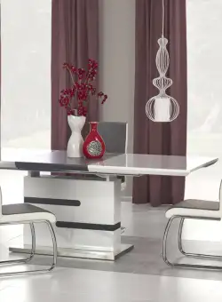 Set masa extensibila Monaco L160-220 cm + 4 scaune K259 gri/alb