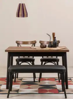 Set masa extensibila si scaune (4 piese) OLİVER AÇL.BAROK-BLACK