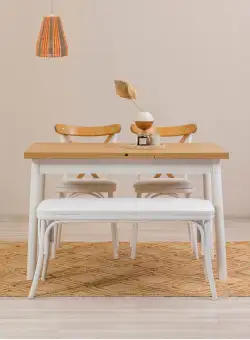 Set masa extensibila si scaune (4 piese) OLİVER AÇL.KARİNA-WHİTE