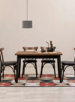 Set masa extensibila si scaune (5 piese) OLİVER AÇL.BAROK-BLACK