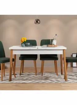Set masa extensibila si scaune (5 piese) Santiago White Green