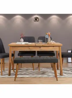 Set masa extensibila si scaune (6 piese) Santiago Atlantic Anthracite