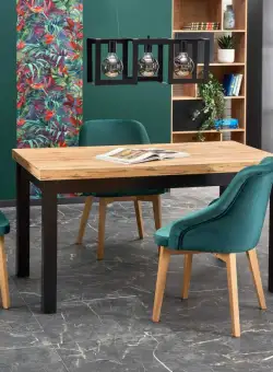 Set masa extensibila Tiago L140-220 cm + 4 scaune Toledo 2 verde/stejar miere