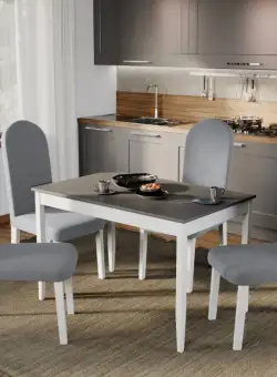 Set Masa Grand Gri + 4 Scaune Grand Gri Deschis