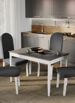 Set Masa Grand Gri + 4 Scaune Grand Gri Inchis