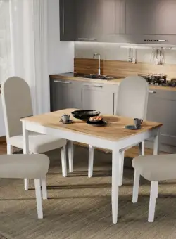 Set Masa Grand Stejar + 4 Scaune Grand Crem