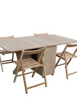Set masa plianta cu 4 scaune, sonoma + natur, 36 166x95x75 cm