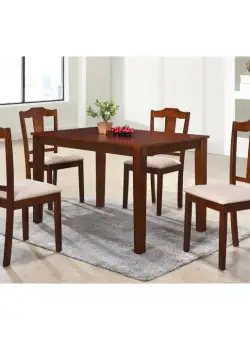 Set masa RH7000T cu 4 scaune RH159C, dreptunghiulara, 4 persoane, nuc, 120x80x76 cm