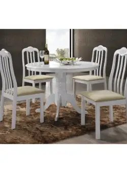 Set masa RH7066T cu 4 scaune 559C, ovala, 4 persoane, alb, 101x101x78 cm