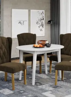 Set Masa Rosa extensibila + 4 Scaune Atena Havana 39