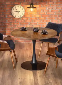 Set masa rotunda Carmelo ø100 cm + 4 scaune K396 nuc/negru