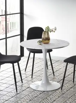 Set masa rotunda Denver + 3 scaune K449 negru