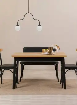 Set masa si scaune (4 piese) OLİVER SBT. KARİNA -BLACK