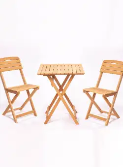 Set masă și scaune de grădină (3 bucăți) MY003, Maro, 80x72x60 cm