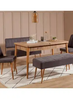 Set masă și scaune extensibile (5 bucăți) Vina 0701 - 4 - Anthracite, Atlantic Extendable Dining Table & Chairs Set 1, Stejar, 77x75x120 cm