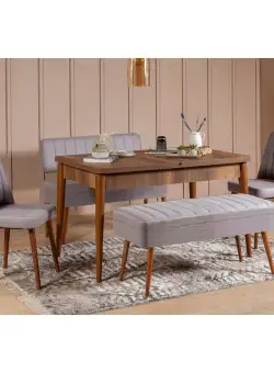 Set masă și scaune extensibile (5 bucăți) Vina 0701 - 4 - Anthracite, Atlantic Extendable Dining Table & Chairs Set 4, Nuc, 77x75x120 cm