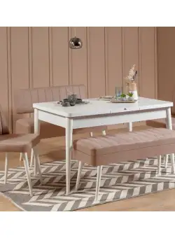 Set masă și scaune extensibile (5 bucăți) Vina 0701 - 4 - Anthracite, Atlantic Extendable Dining Table & Chairs Set 8, Alb, 77x75x120 cm