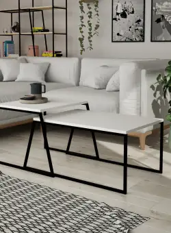 Set masuta de cafea Pal Orta Sehpa alba