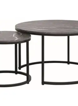 Set mese de cafea Dion - Marmura neagra/Negru mat