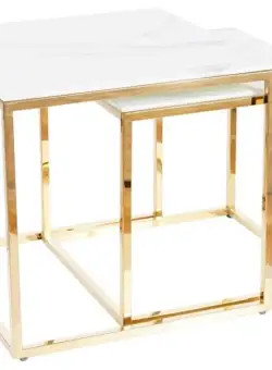 Set mese de cafea Gloria Marmura/Gold