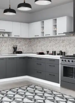 Set Mobila Bucatarie Colt Mina Dual 180*220 Gri Antracit/Alb C120