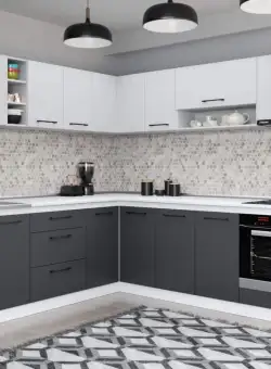 Set Mobila Bucatarie Colt Mina Dual 240*240 Gri Antracit/Alb C113