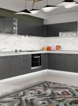 Set Mobila Bucatarie Colt Mina Grafit 300*240 Gri Antracit - C88