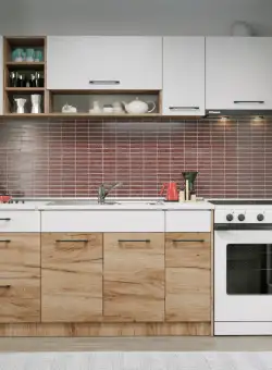 Set Mobila Bucatarie Gastro 230 Alb/Stejar - C13