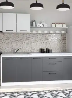 Set Mobila Bucatarie Mina Dual 260 Gri Antracit/Alb C108