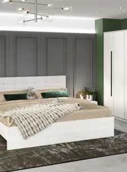 Set Mobila Dormitor Douglas C02 Tapitat Alb