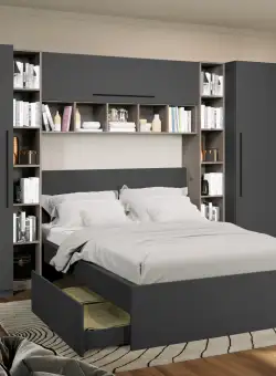 Set Mobila Dormitor Noce 3.12m cu pat incadrat