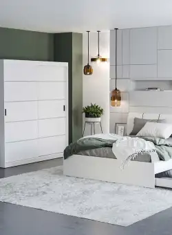 Set Mobila Dormitor Nordis Alb C13 tapitat