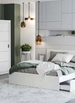 Set Mobila Dormitor Nordis Alb C18 cu oglinda