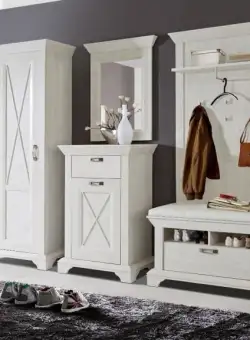 Set Mobila Hol Kashmir, Alb Antichizat, 276.9 Cm