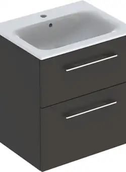 Set mobilier Geberit Selnova Square lavoar 60cm cu margine ingusta si dulap cu doua sertare lava mat