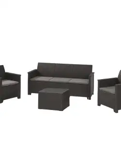 Set mobilier gradina 5 locuri cu masuta depozitare graphite Keter Elodie