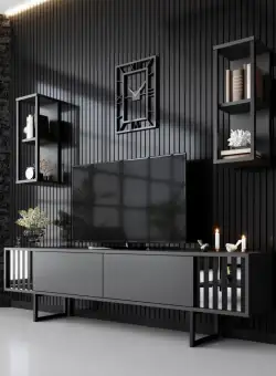 Set mobilier living Chrome Line antracit / negru