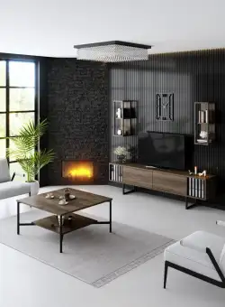 Set mobilier living Chrome Line nuc / negru