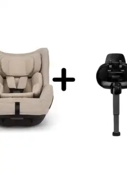 Set Scaun auto rotativ Nuna, i-Size TODL next Biscotti, 40-105 cm + Baza isofix BASE next i-Size pentru TODL next, testat ADAC, Crem