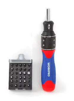 Set surubelnita cu clichet si biti Workpro W021407, 32 de piese