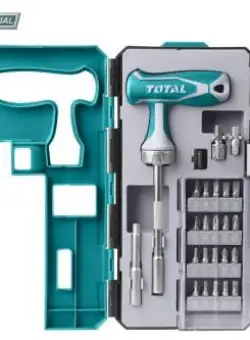 Set Surubelnite TOTAL, cu Clichet si Maner T, CR-V, 25buc, INDUSTRIAL