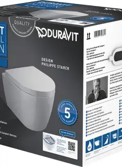Set vas WC suspendat Duravit ME by Starck Compact Rimless cu capac inchidere lenta
