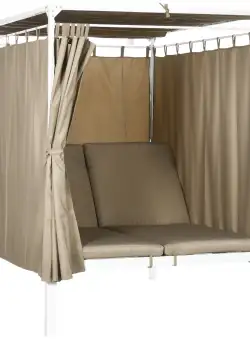 Sezlong cu 2 locuri si acoperis retractabil, perdele de protectie din poliester si spatar reglabil pe 5 niveluri, 210x149x200 cm