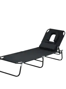 Sezlong cu decupaj Outsunny,190x56x28 cm, negru | Aosom RO