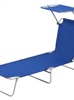 Sezlong pliabil reglabil Outsunny in tesatura Oxford Albastru | Aosom RO