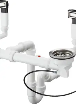 Sifon automat cu preaplin Hansgrohe D15-11 pentru chiuveta cu doua cuve inox