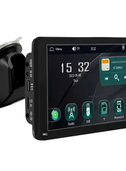  Sistem Multimedia Techstar® Apple Carplay/Android 7096, Ecran Tactil, 7 Inch 1024x600 HD IPS, Bluetooth, Mirror Link, Card TF, USB, AUX, Negru