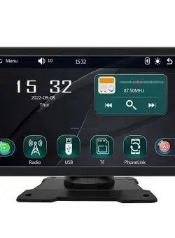Sistem Multimedia Techstar® Apple Carplay/Android 9001P, Ecran Tactil, 9 Inch 1024x600 HD IPS, Bluetooth, Mirror Link, Card TF, USB, AUX, Negru